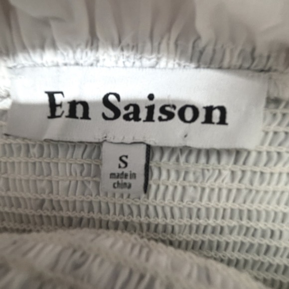 En Saison Smocked Midi Dress Size Small Milkmaid French Cottagecore White Black - Picture 7 of 8